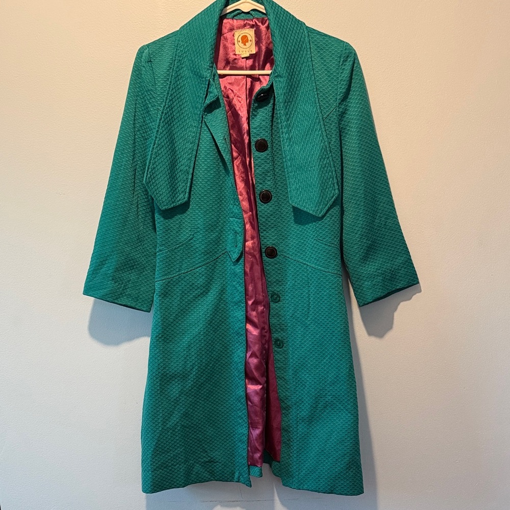 Tulle Teal Trench Coat Size Small